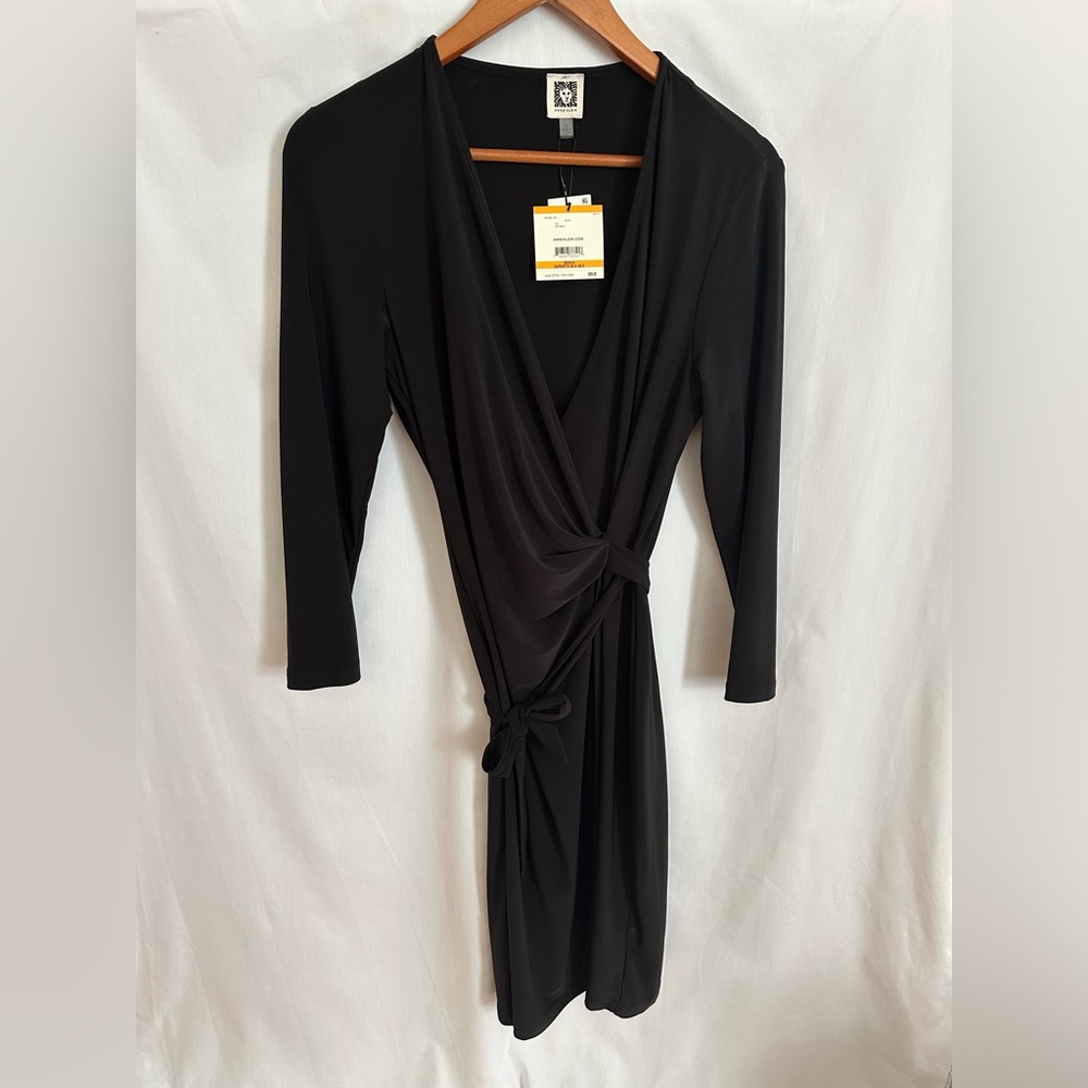 NWT Anne Klein Long Sleeve Faux Wrap Dress